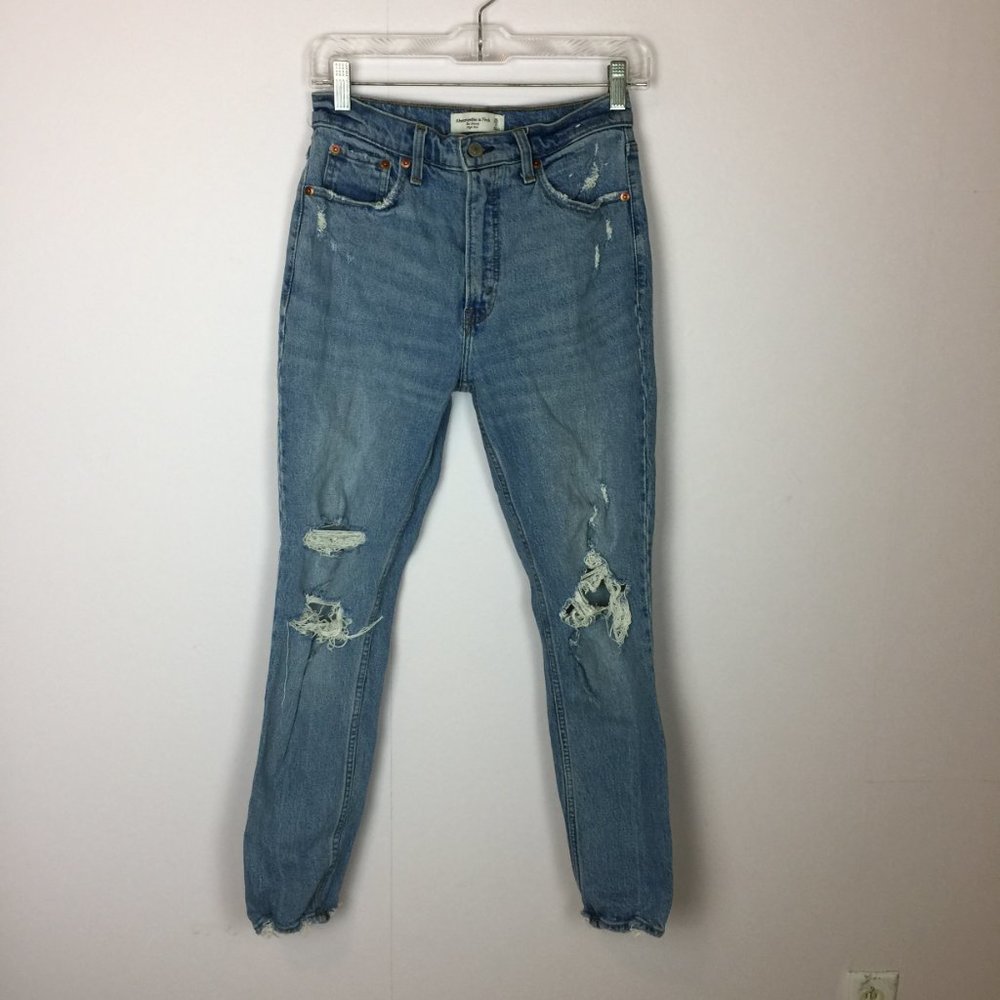 Abercrombie & Fitch Jeans Size 26/2R Womans The Skinny High Rise Blue Distressed